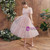 Pink Tulle Floral Lantern Sleeve Square Tea Length Prom Dress