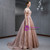 A-Line Pink Tulle Sequins Off the Shoulder Beading Prom Dress
