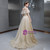 Champagne Tulle Sequins Off the Shoulder Beading Prom Dress