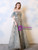 Blue Gray Tulle Off the Shoulder Sequins Corset Prom Dress