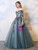 Blue Tulle Ball Gown Off the Shoulder Long Sleeve Prom Dress