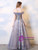 A-Line Purple Tulle Sequins Off the Shoulder Prom Dress