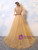 Gold Tulle Velvet Lockhole Beading Illusion Back Prom Dress