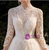 Tulle Appliques Long Sleeve Open Back Beading Wedding Dress