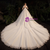 Champagne Tulle Sequins Short Sleeve Appliques Beading Wedding Dress