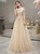 A-Line Tulle Cap Sleeve Beading Sequins Luxury Prom Dress