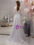 Silver Gray Tulle Long Sleeve Beading Feather Prom Dress