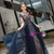 Navy Blue Tulle Cap Sleeve Beading Sequins Prom Dress