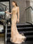 Gold Mermaid Tulle Halter Lockhole Beading Sequins Prom Dress