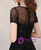 A-Line Black Tulle Cap Sleeve Beading Sequins Prom Dress