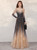 Champagne Gray Long Sleeve Beading Sequins Prom Dress