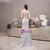 Gray Mermaid Tulle Cap Sleeve Beading Sequins Prom Dress