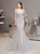 Silver Gray Mermaid Tulle V-neck Backless Beading Prom Dress