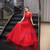 A-Line Red Tulle Beading Sequins Short Sleeve Prom Dress