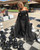 Strapless Sheath Black Lace Long Prom Dresses with Over Skirt & Separate Sleeves