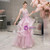 Pink V-neck Tulle Beading Sequins Sleeveless Prom Dress