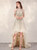 Champagne Tulle Hi Lo Halter Beading Sequins Prom Dress