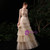 Gold Tulle Spaghetti Straps Tiers Beading Pleats Prom Dress