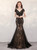 Black Mermaid Tulle Lace Cap Sleeve Beading Prom Dress