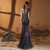 Dark Gray Mermaid Tulle Beading Sequins Cap Sleeve Prom Dress