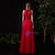 A-Line Red Tulle Beading Sequins Long Prom Dress