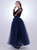 Navy Blue Gauze Mop Floor Long Skirt