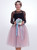 Peach Pink + Gray 7-layer Gauze Pleated Tutu Skirt