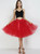 Women Red Puff Tulle Tutu Skirt 