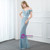 Light Blue Mermaid Off the Shoulder 3D Flower Prom Dress