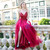 A-Line Burgundy Tulle Spaghetti Straps Backless Beading prom Dress