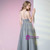 A-Line Gray Satin Double Straps Sleeveless Prom Dress