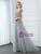 Gray Tulle Cap Sleeve Beading Long Prom Dress