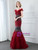 Burgundy Mermaid Sequins Off the Shoulder Feather Prom Dress