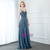 A-Line Blue Satin Spaghetti Straps Pleats Prom Dress