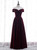 Burgundy Velvet Off the Shoulder Pleats Prom Dress