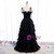 Black Tulle Spagehtti Straps Pleats Tiers Prom Dress