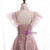 Pink Tulle Sequins High Neck Backless Appliques Prom Dress