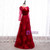 A-Line Burgundy Tulle Velvet Long Sleeve Prom Dress