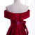 Simple Burgundy Satin Off the Shoulder Bow Prom Dress