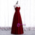 A-Line Burgundy Velvet Spagehtti Straps Pleats Prom Dress
