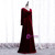 Unique Burgundy Velvet Long Sleeve V-neck Pleats Prom Dress