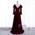 Elegant Dark Burgundy Velvet Long Sleeve Prom Dress