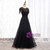 Hot Sale Black Tulle Lace Cap Sleeve Beading Prom Dress