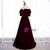 Burgundy Velvet Off the Shoulder Short Sleeve Prom Dress