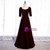 Burgundy Velvet Short Sleeve Scoop Prom Dress