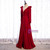 A-Line Burgundy Velvet Long Sleeve Prom Dress With Split