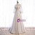 Gray Tulle Long Sleeve Sequins Beading Prom Dress