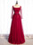 Burgundy Tulle Square Long Sleeve Prom Dress