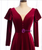 Dark Burgundy Velvet Long Sleeve V-neck Button Prom Dress