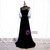 Black Velvet High Short Sleeve Backless Beading Prom Dress